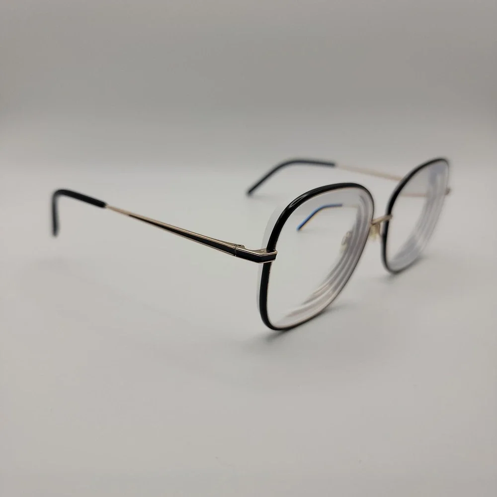 Warby Parker Leah Eyeglasses Frames Only 57-16-140 Gold Black Oversized Round